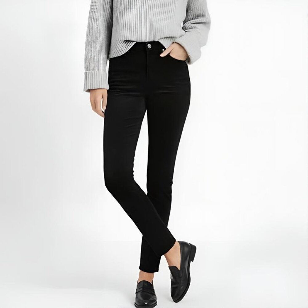 J. Crew 9" High-Rise Velvet Toothpick Jeans Black 29T (Tall) Preppy